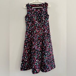 Long Tall Sally Colorful Confetti Polka Dot Sleeveless Fit Flare Dress Sz 8 Knee